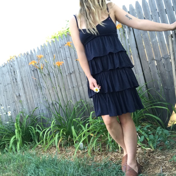 J Crew Navy Knit Tiered Dress - Picture 2 of 6